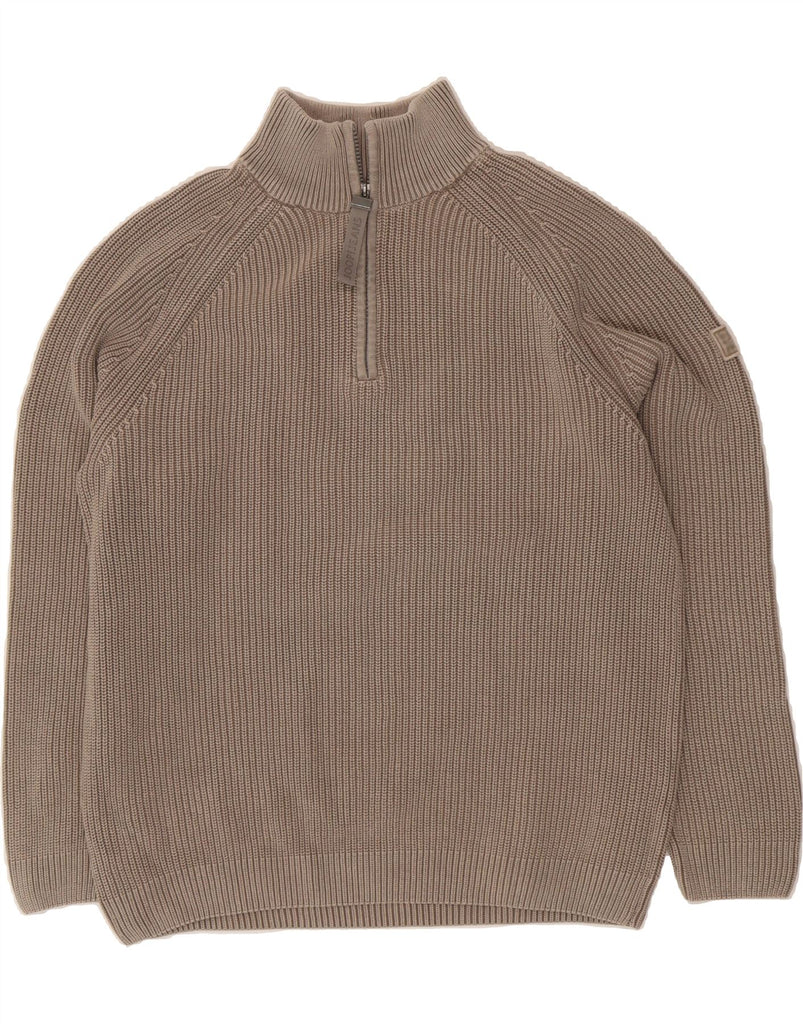 JOOP Mens Zip Neck Jumper Sweater XL Brown Cotton Vintage Joop and Second-Hand Joop from Messina Hembry 