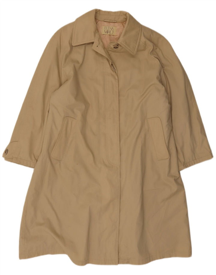 ELENA MIRO Womens Oversized Overcoat UK 16 Large Beige Cotton