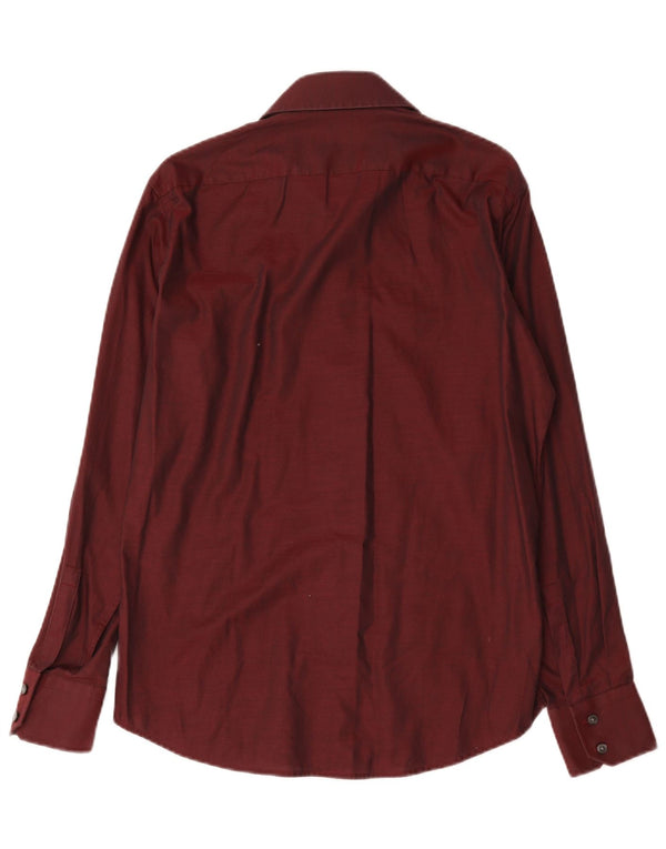 Hugo Boss Mens Shirt Size 39 15 1/2 Medium Burgundy Cotton