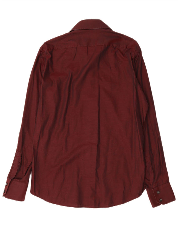 Hugo Boss Mens Shirt Size 39 15 1/2 Medium Burgundy Cotton