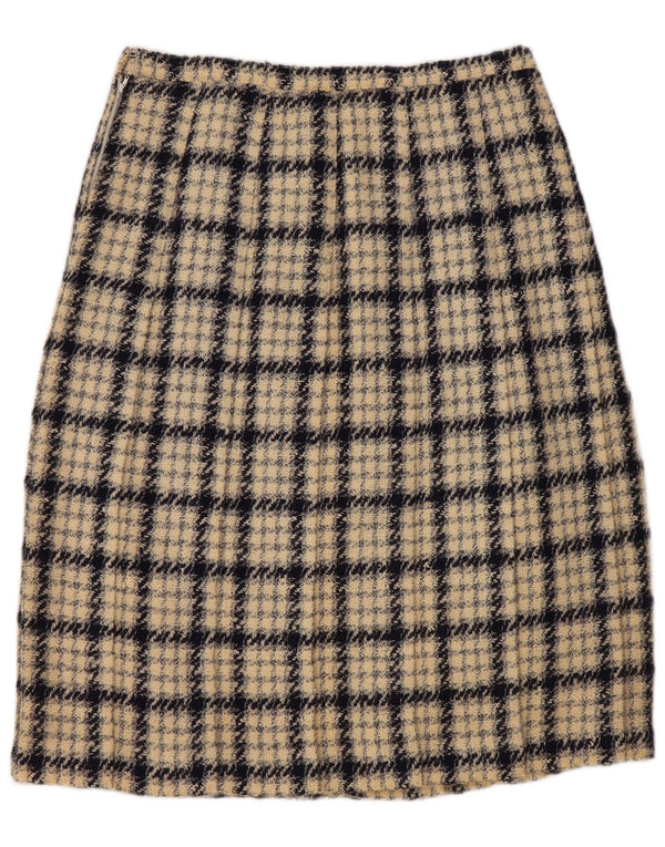 VINTAGE Womens A-Line Skirt W30 Medium Beige Check