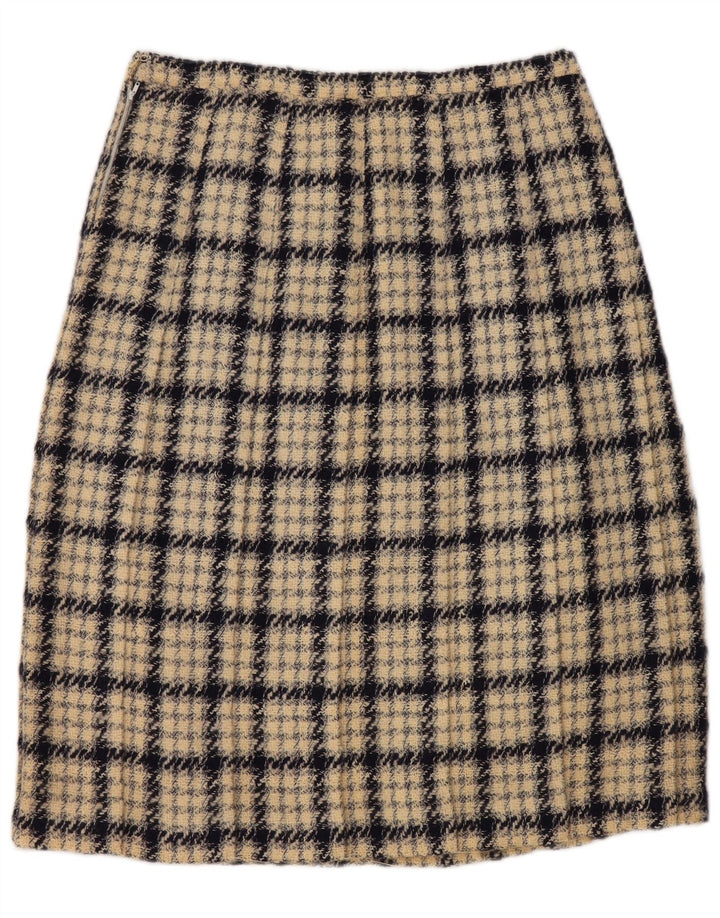 VINTAGE Womens A-Line Skirt W30 Medium Beige Check