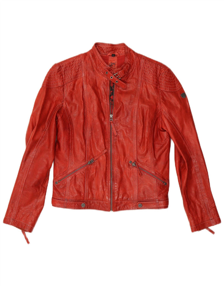 Gipsy Womens Crop Leather Jacket UK 14 Large Red