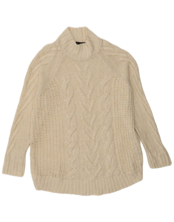Marks & Spencer Womens Turtle Neck Jumper Sweater UK 16 Large Beige Acrylic