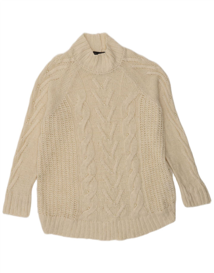 Marks & Spencer Womens Turtle Neck Jumper Sweater UK 16 Large Beige Acrylic