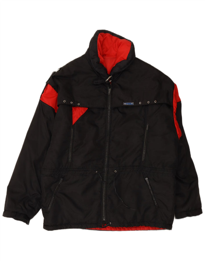 VINTAGE Mens Windbreaker Jacket IT 54 2XL Black Colourblock Polyamide
