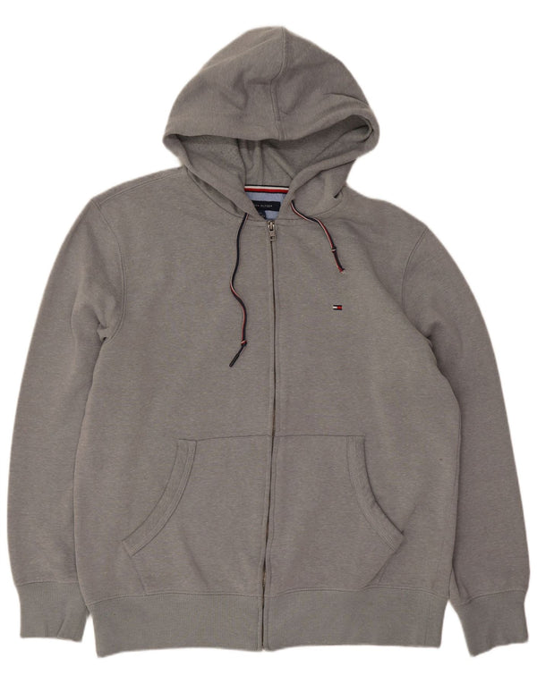 Tommy Hilfiger Mens Zip Hoodie Sweater Large Grey Cotton