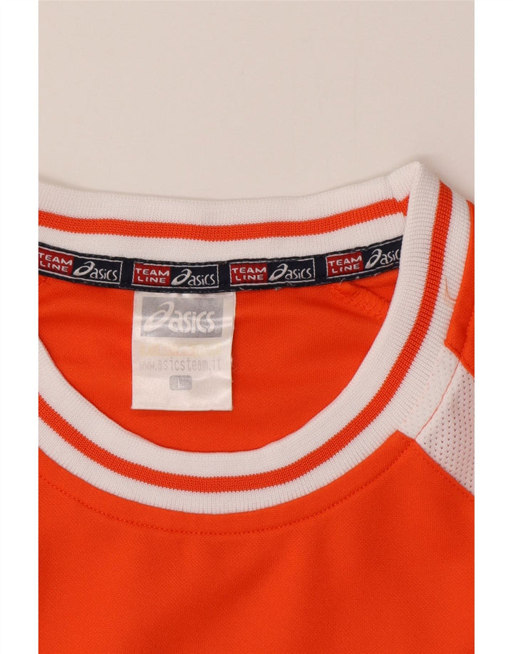 Asics Mens Graphic T-Shirt Top Large Orange Colourblock Polyester