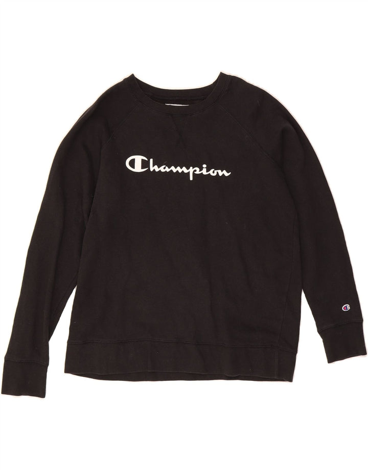 CHAMPION Womens Sweatshirt Jumper UK 16 Large Black Cotton Vintage Champion and Second-Hand Champion from Messina Hembry 