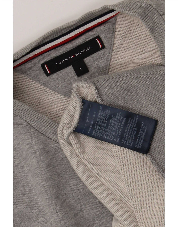Tommy Hilfiger Mens Sweatshirt Jumper Large Grey Colourblock Cotton
