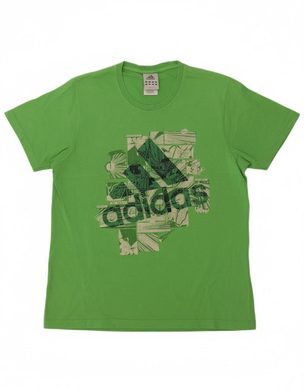 Adidas Mens Graphic T-Shirt Top Large Green Cotton
