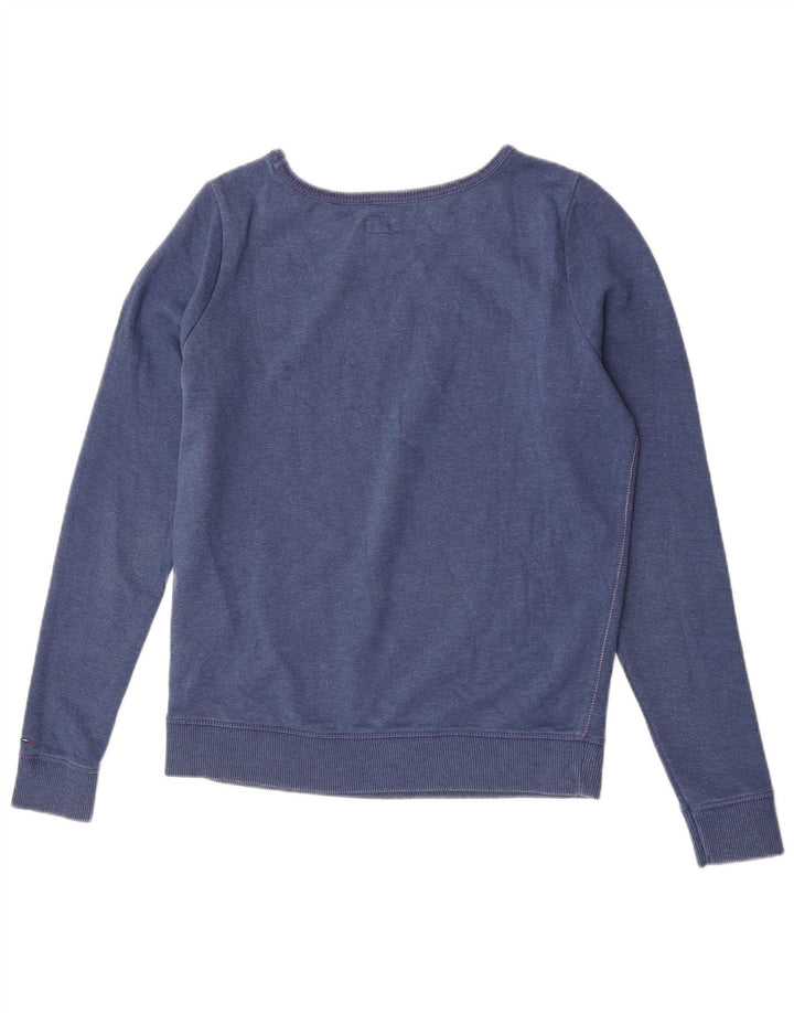 Tommy Hilfiger Womens Graphic Sweatshirt Jumper UK 14 Medium Blue Cotton