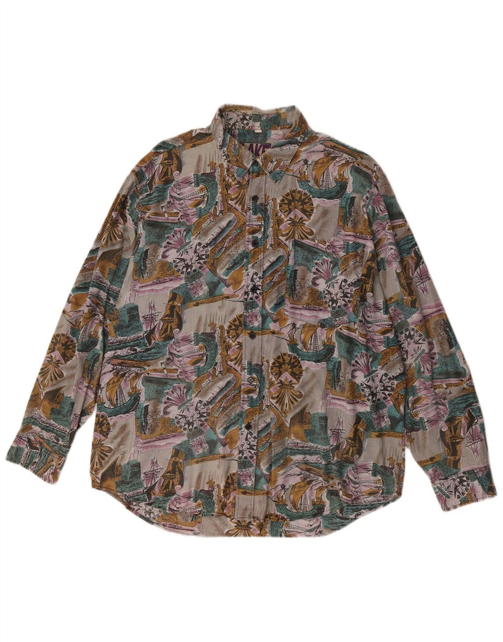 Vintage Mens Abstract Pattern Shirt Size 43/44 Large Multicoloured Cotton