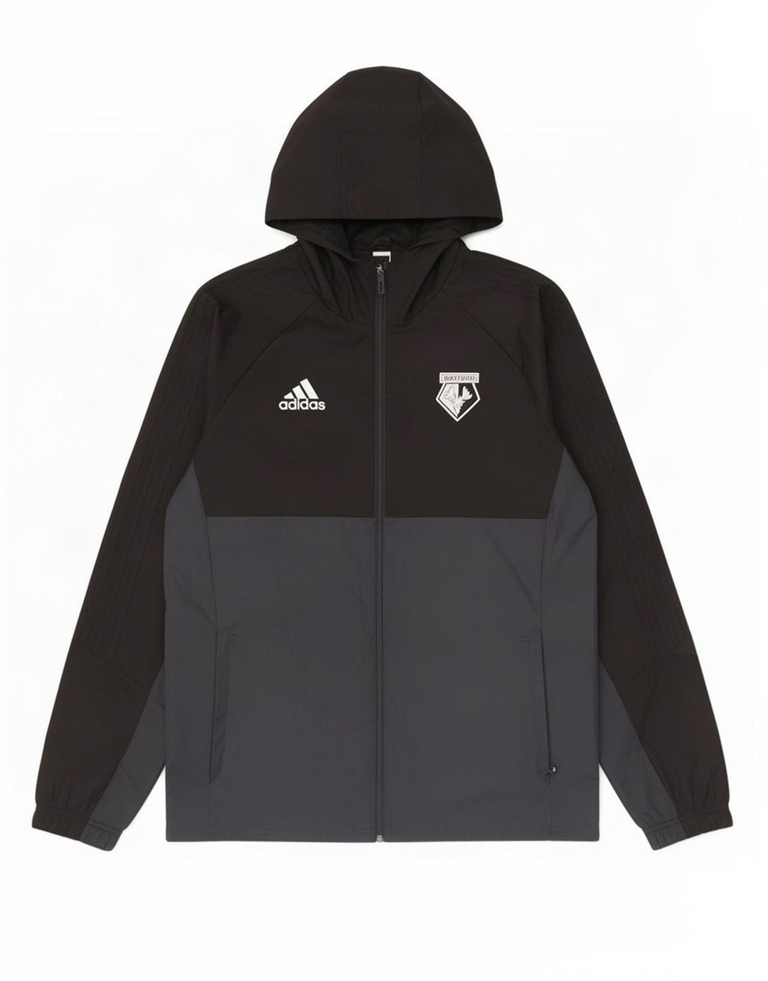 Adidas Mens Hooded Rain Jacket UK 40 Large Black Colourblock Polyester