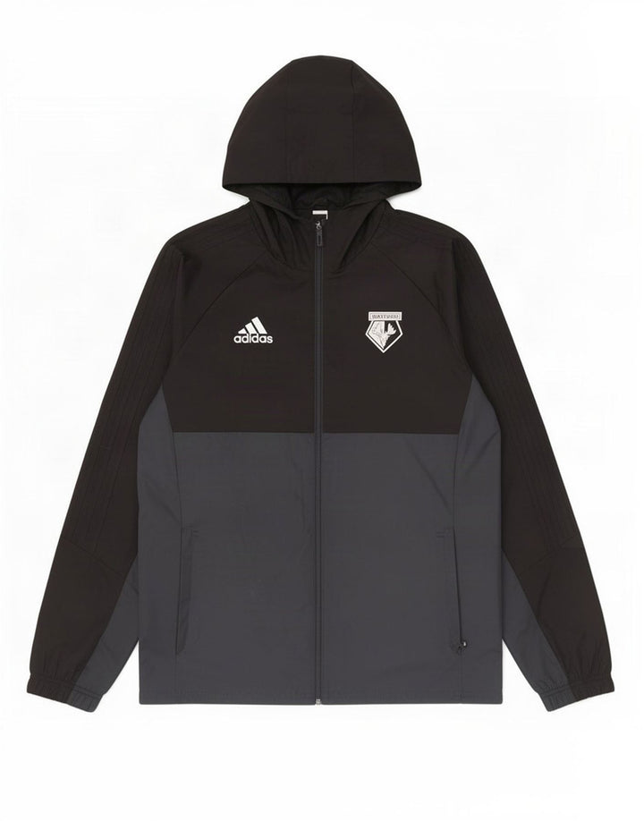 Adidas Mens Hooded Rain Jacket UK 40 Large Black Colourblock Polyester