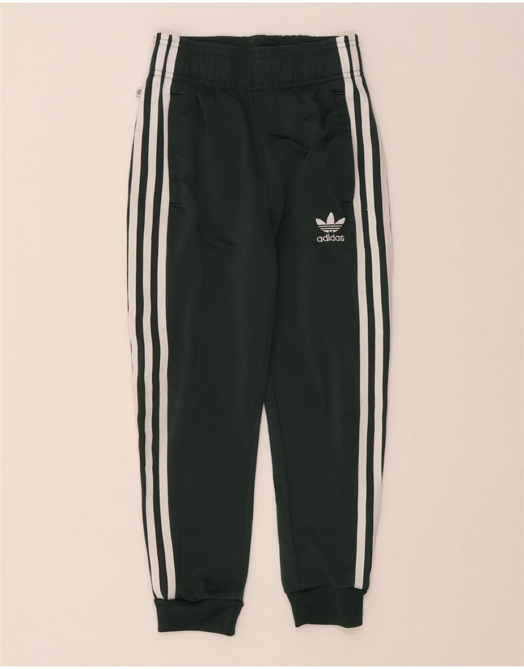 ADIDAS Boys Tracksuit Trousers Joggers 7-8 Years  Green Polyester