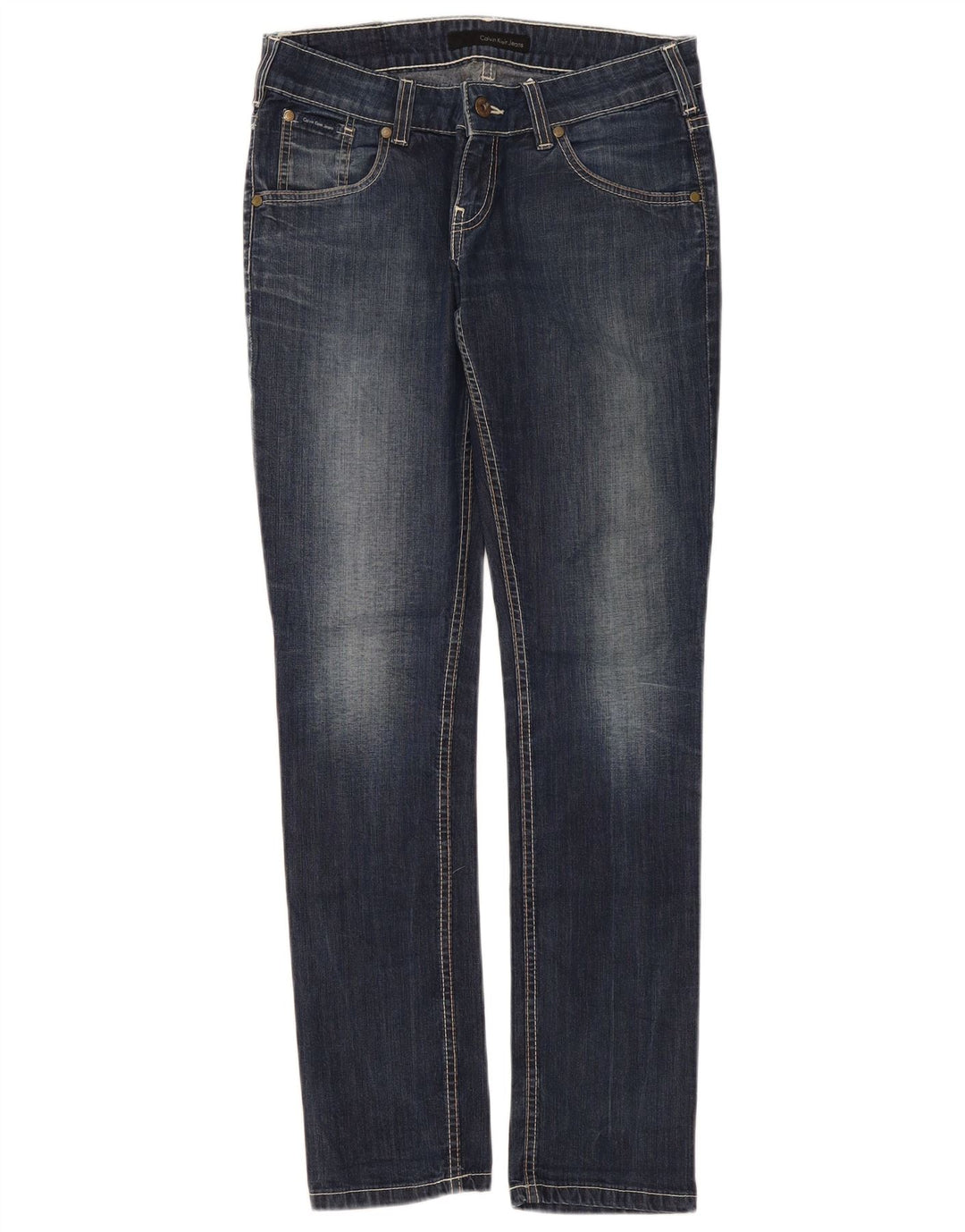 Calvin Klein Womens Slim Jeans W29 L32 Blue Cotton