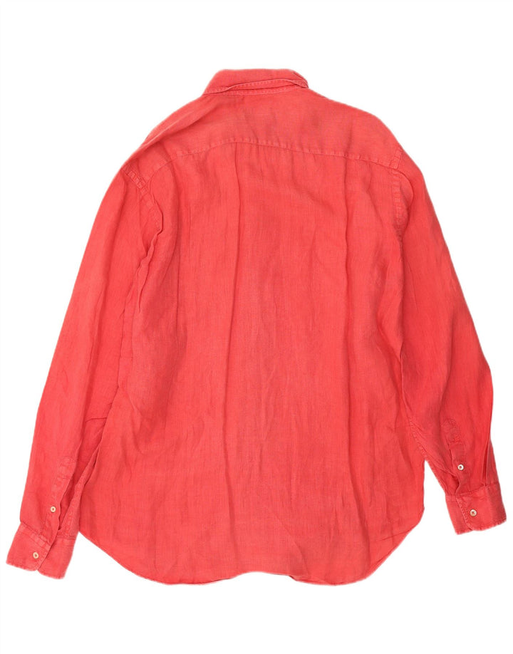 Fay Mens Shirt Size 41 16 Large Red Linen