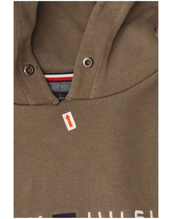 Tommy Hilfiger Mens Graphic Hoodie Jumper Medium Khaki Cotton