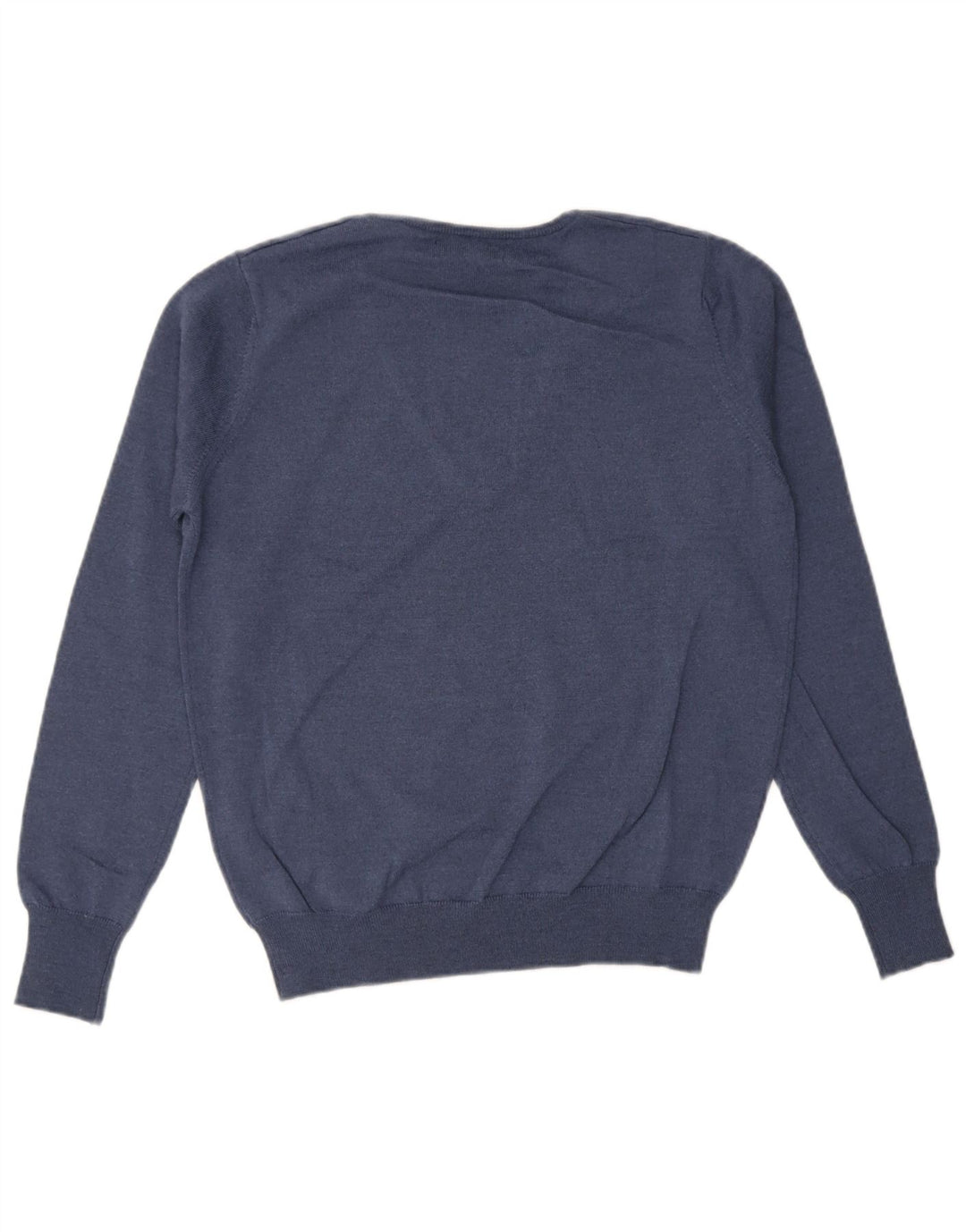 Trussardi Mens V-Neck Jumper Sweater Medium Navy Blue Virgin Wool