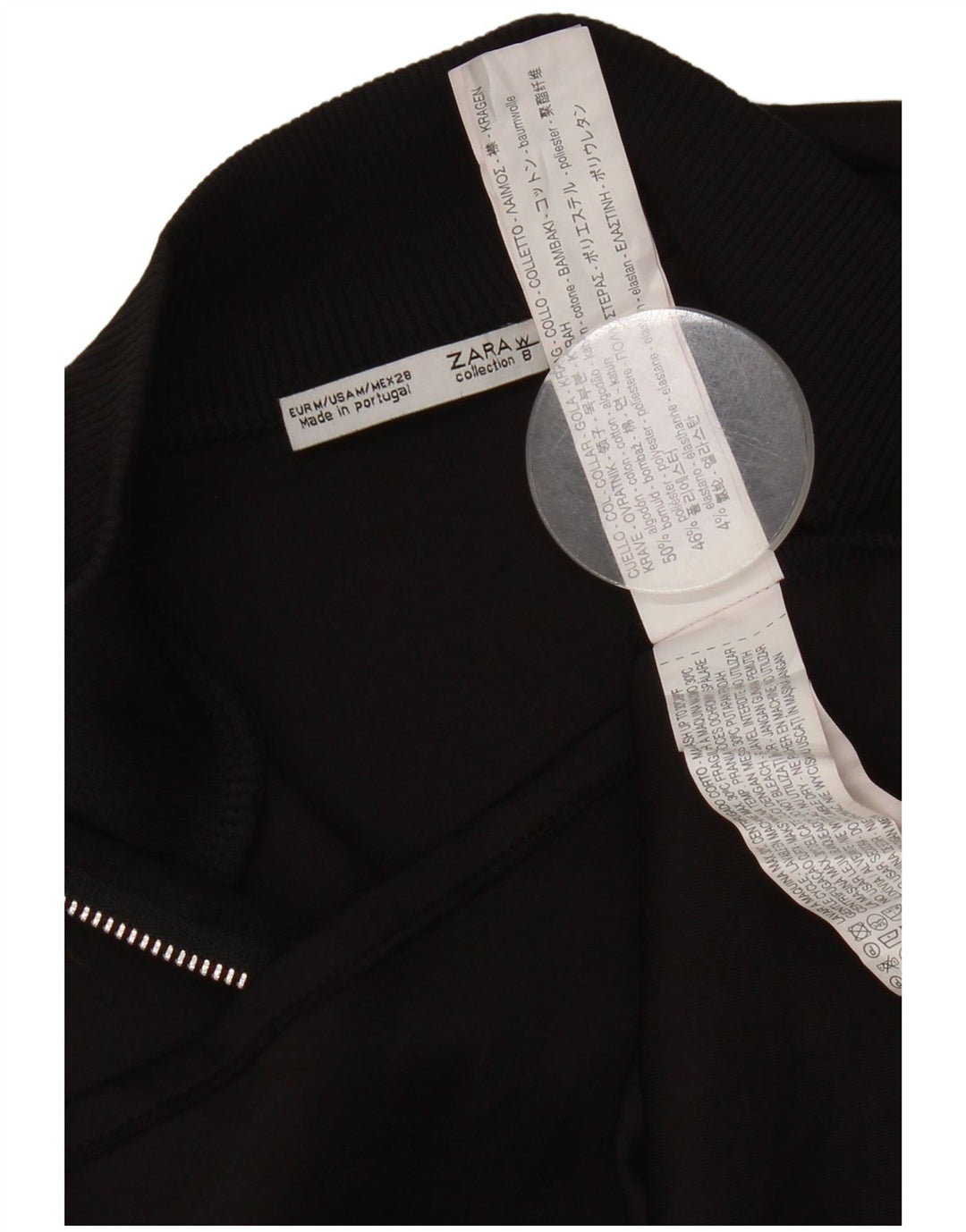 Zara Womens Crop Top UK 12 Medium Black Cotton
