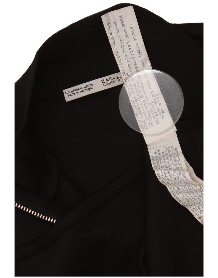 Zara Womens Crop Top UK 12 Medium Black Cotton