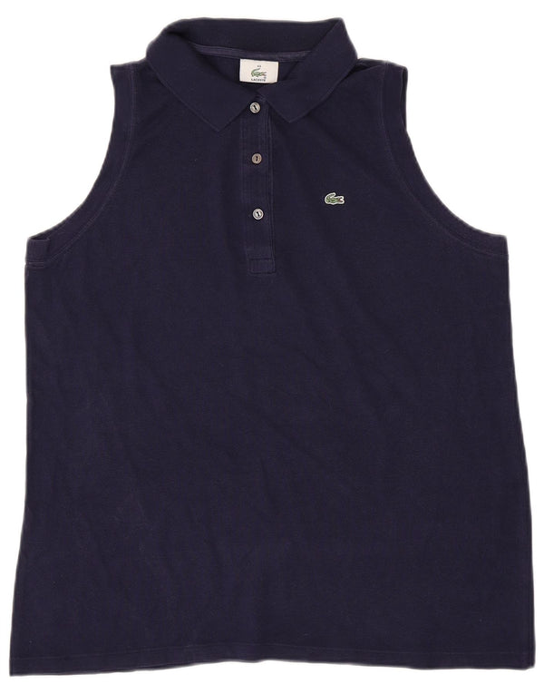 LACOSTE Womens Sleeveless Polo Shirt Size 44 Large Navy Blue Cotton