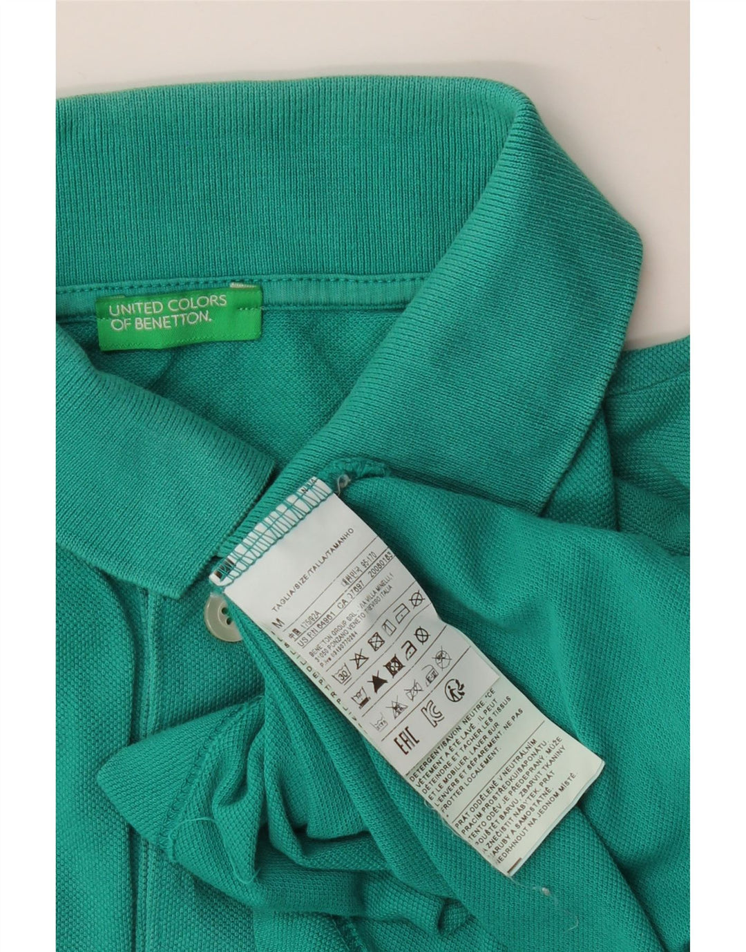 BENETTON Mens Polo Shirt Medium Green Cotton