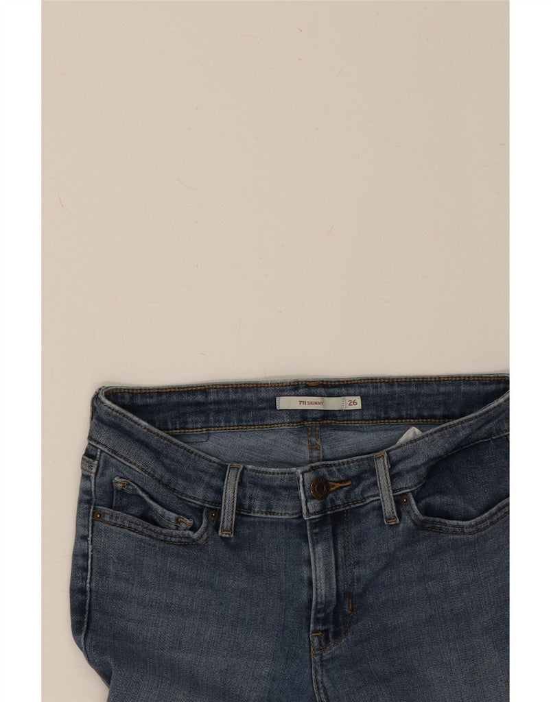 LEVI'S Womens 711 Distressed Skinny Jeans W26 L26  Blue Cotton Vintage Levi's and Second-Hand Levi's from Messina Hembry 