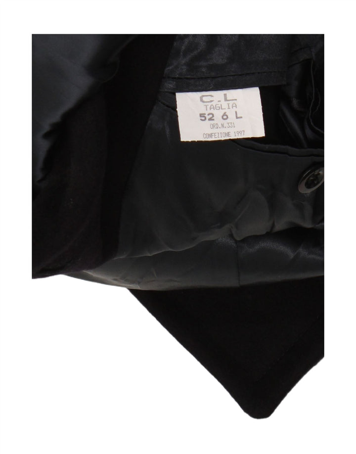 Vintage Womens Double Breasted Coat IT 52 2XL Black Classic