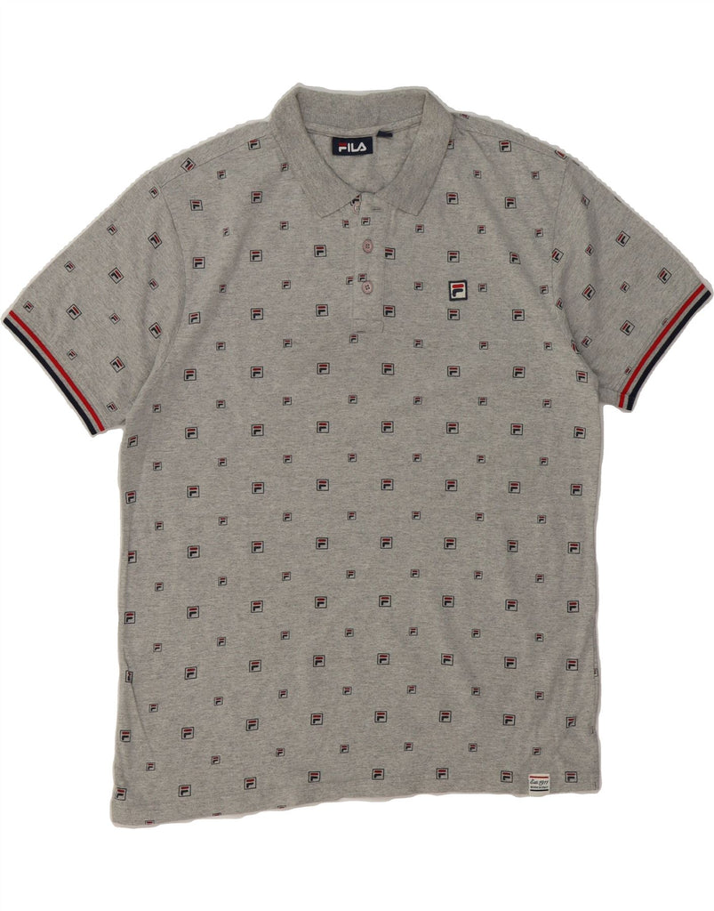 FILA Mens Graphic Polo Shirt Large Grey Cotton Vintage Fila and Second-Hand Fila from Messina Hembry 