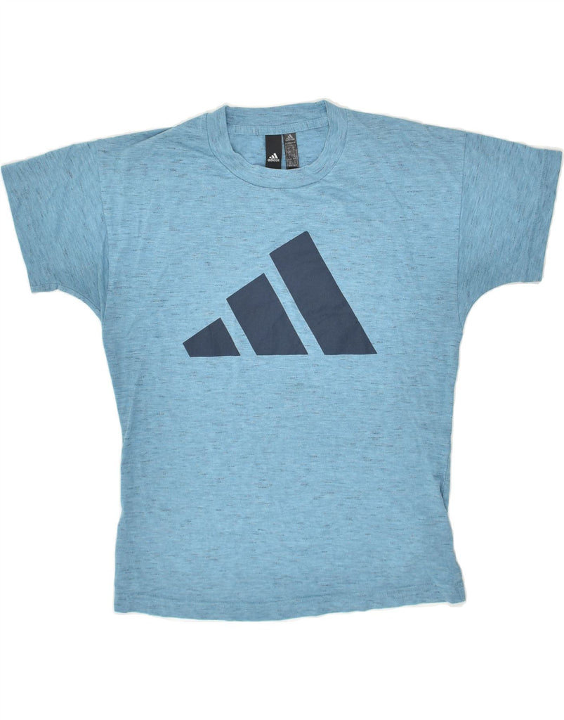 ADIDAS Womens Graphic T-Shirt Top UK 8/10 Small Blue Flecked Cotton | Vintage Adidas | Thrift | Second-Hand Adidas | Used Clothing | Messina Hembry 