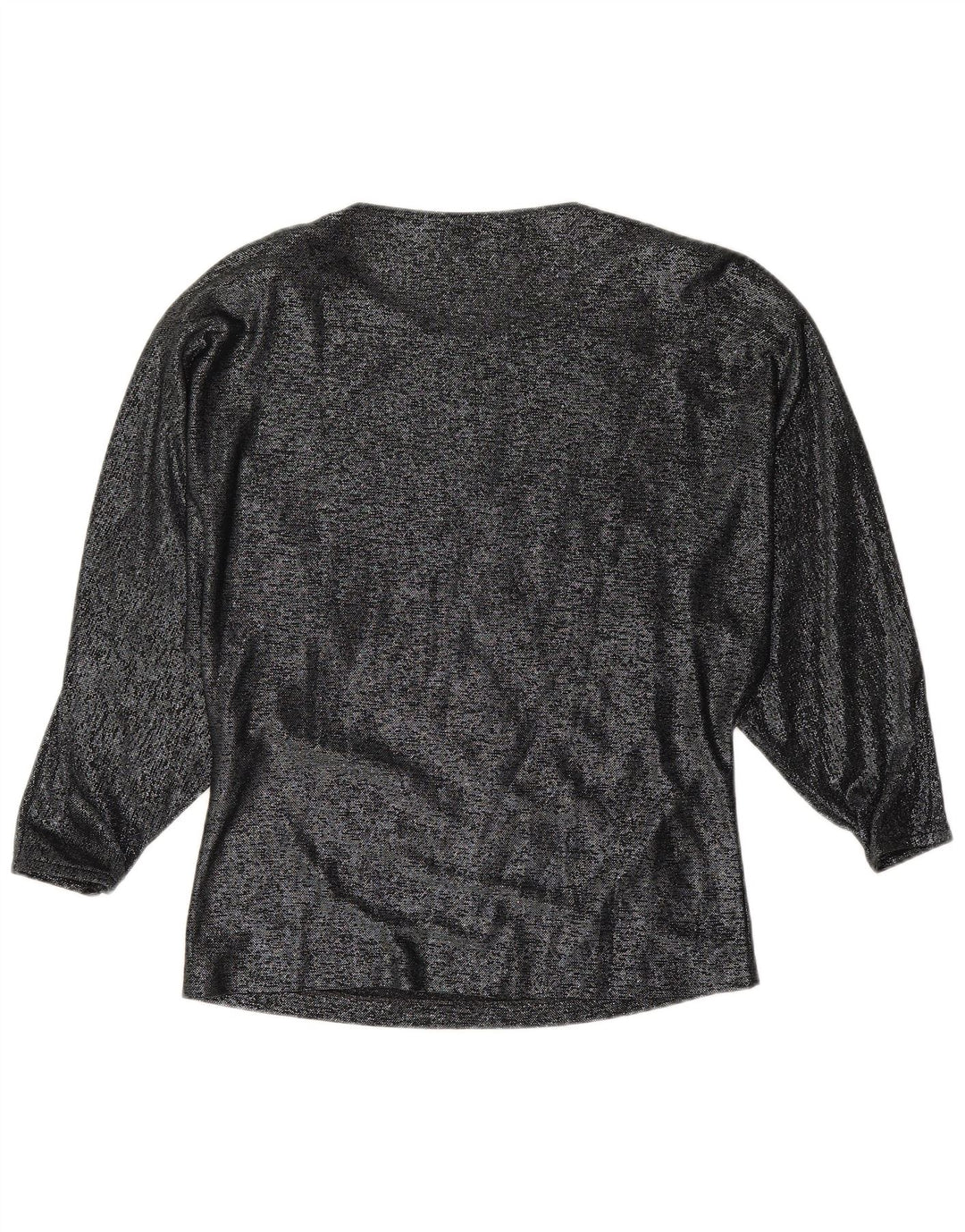 VINTAGE Womens Long Sleeve Blouse Top IT 42 Medium Black Floral Viscose