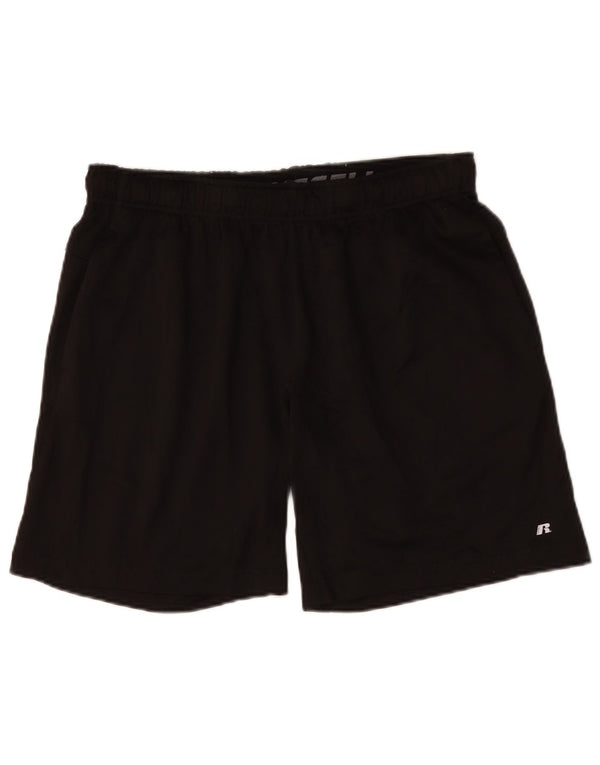 RUSSELL ATHLETIC Mens Sport Shorts Large  Black Polyester