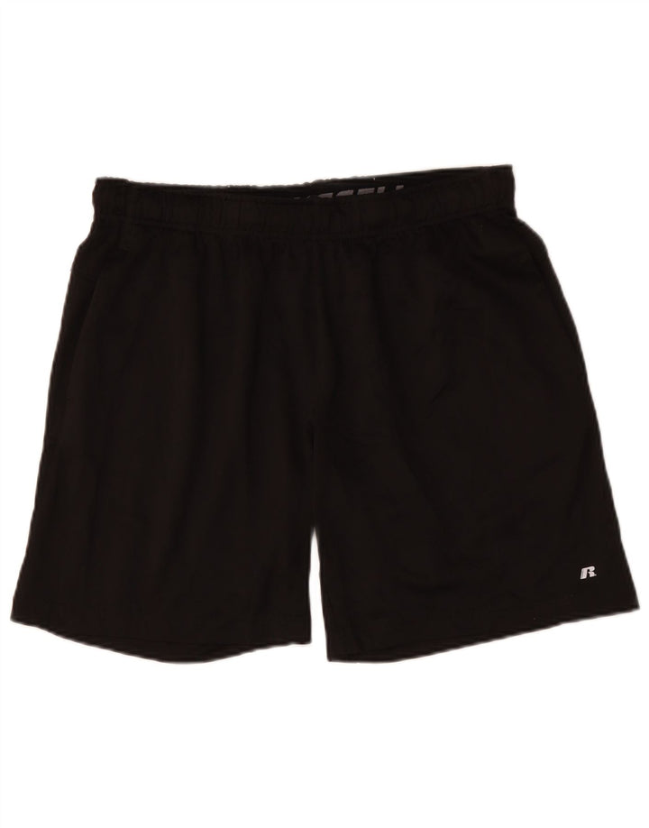 RUSSELL ATHLETIC Mens Sport Shorts Large  Black Polyester