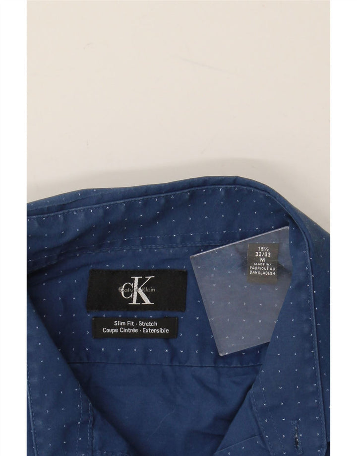 CALVIN KLEIN JEANS Mens Shirt Size 33/32 15 1/2 Medium Blue Spotted