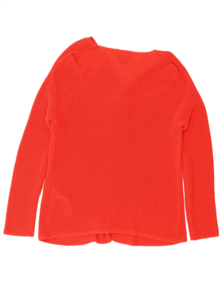 Massimo Dutti Womens Open Cardigan Sweater UK 10 Small Red Cotton