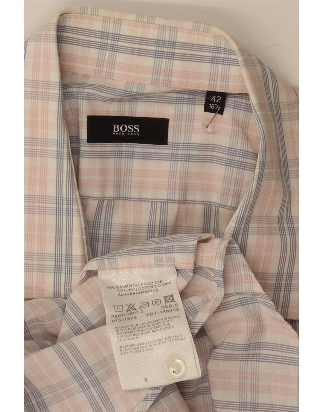 Hugo Boss Mens Short Sleeve Shirt Size 16 1/2 42 Large Multicoloured Check