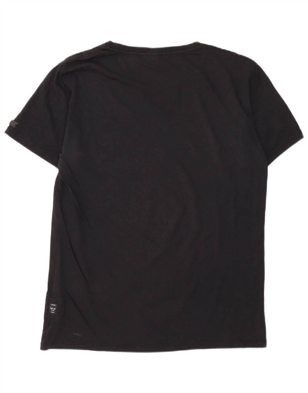REPLAY Mens Graphic T-Shirt Top Large Black Cotton