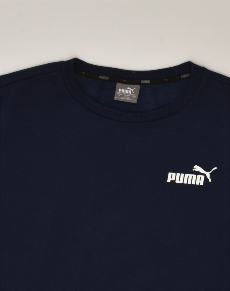 PUMA Mens Sweatshirt Jumper Medium Navy Blue Cotton | Vintage Puma | Thrift | Second-Hand Puma | Used Clothing | Messina Hembry 