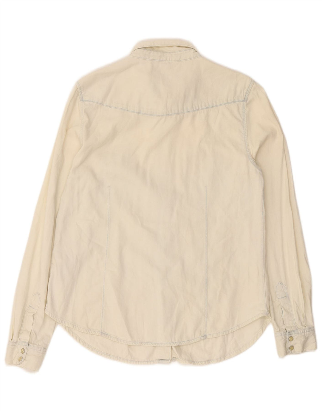 French Connection Womens Denim Shirt UK 12 Medium Off White Cotton