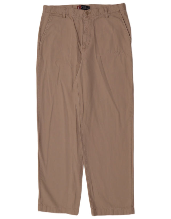 Chaps Mens Loose Fit Chino Trousers W34 L32 Brown Cotton