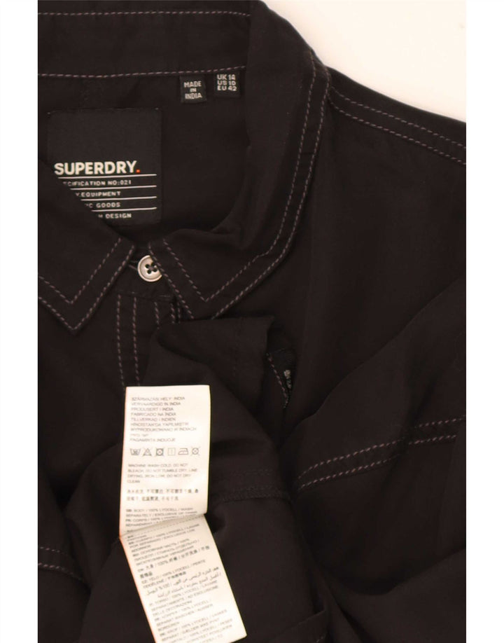 Superdry Womens Oversized Shirt UK 14 Large Black Lyocell
