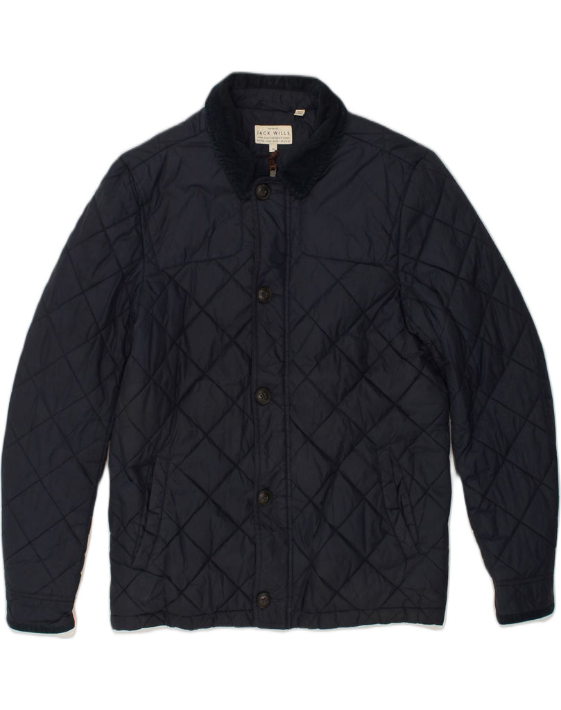 JACK WILLS Mens Quilted Jacket UK 38 Medium Navy Blue Nylon | Vintage Jack Wills | Thrift | Second-Hand Jack Wills | Used Clothing | Messina Hembry 