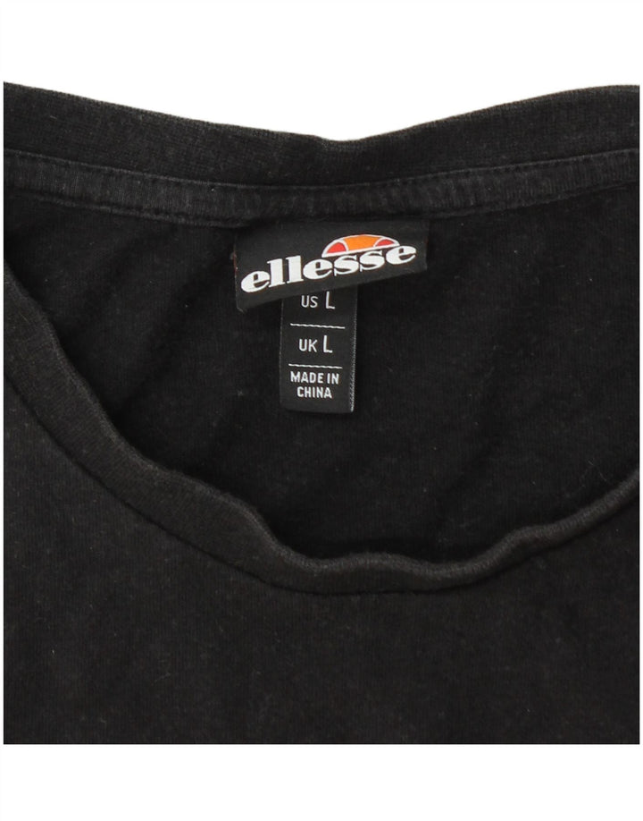 ELLESSE Mens Graphic T-Shirt Top Large Black