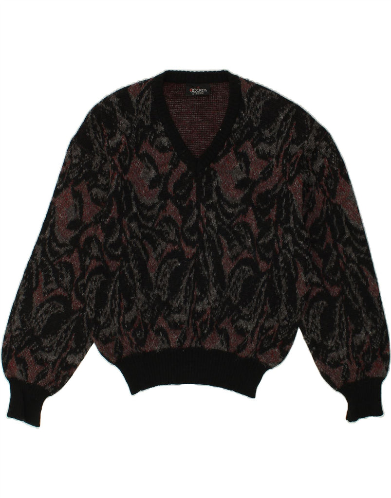 JOCKEY Womens V-Neck Jumper Sweater IT 48 XL Grey Paisley Wool | Vintage Jockey | Thrift | Second-Hand Jockey | Used Clothing | Messina Hembry 