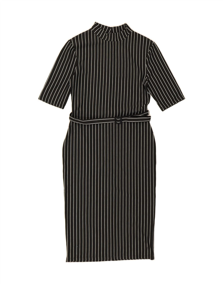 ZARA Womens Bodycon Dress UK 12 Medium Black Striped Vintage Zara and Second-Hand Zara from Messina Hembry 