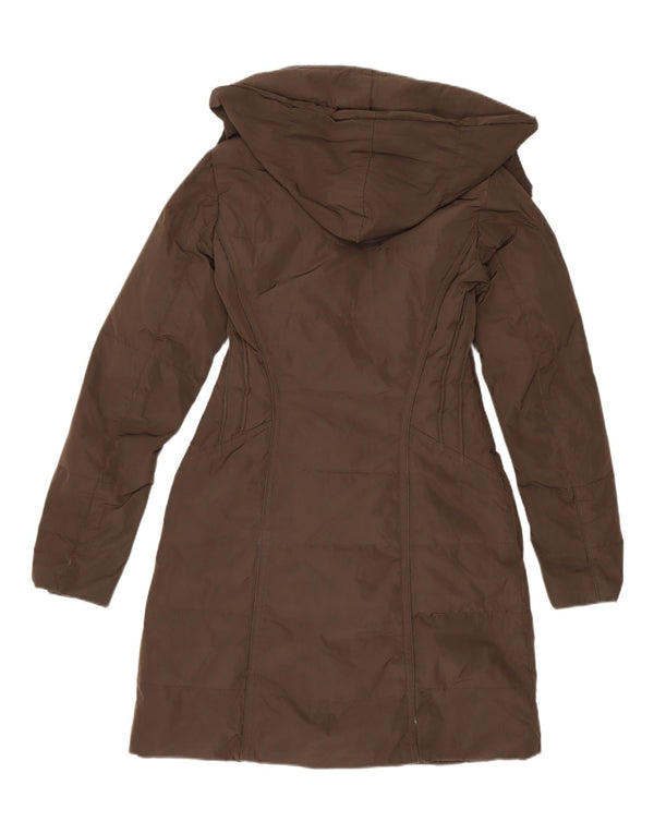 Trussardi Womens Hooded Padded Coat IT 40 Small Brown