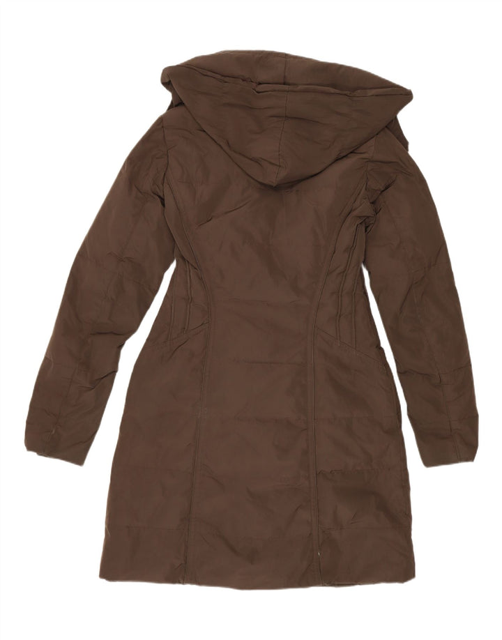 Trussardi Womens Hooded Padded Coat IT 40 Small Brown