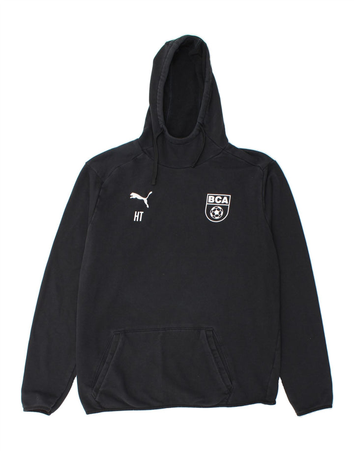 PUMA Mens Graphic Hoodie Jumper Large Black Cotton Vintage Puma and Second-Hand Puma from Messina Hembry 